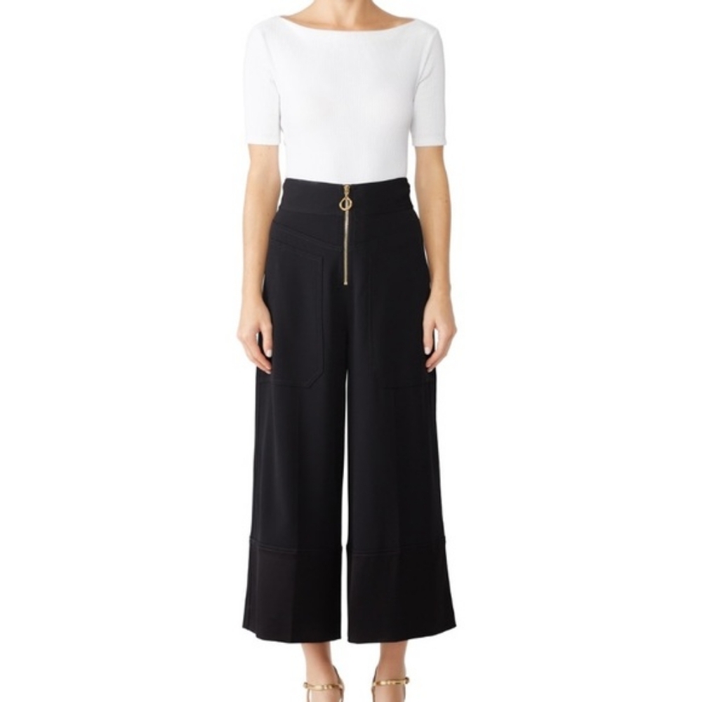 HARMONY PARIS Black Twill Zip Front Pants 10 M